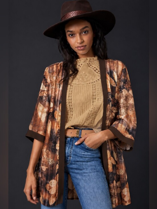 Anna Maxwell Tops - Vintage Anna Maxwell Open Front Shear Kimono 20W